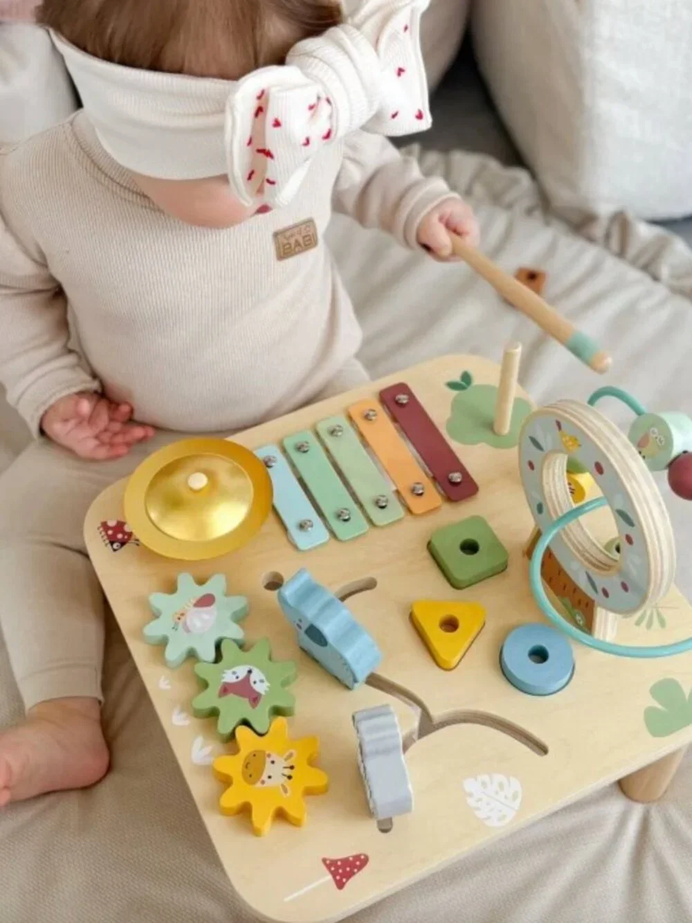 Montessori Wooden Activity Table Baby Learning Toy Busy Board New